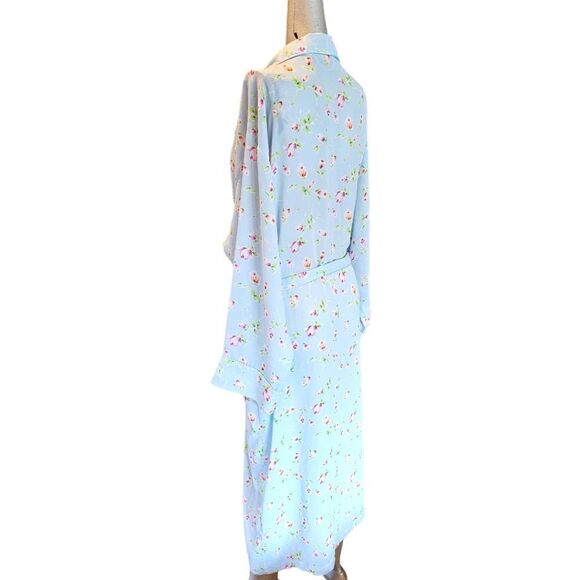 Victoria's Secret Full Length Blue Floral Robe Large - Picture 3 of 10
